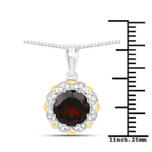Load image into Gallery viewer, 2.32 Carat Genuine Garnet and White Diamond 14K Yellow Gold with .925 Sterling Silver Pendant