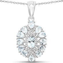Load image into Gallery viewer, 1.89 Carat Genuine Aquamarine and White Topaz .925 Sterling Silver Pendant