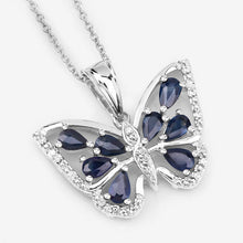 Load image into Gallery viewer, 1.67 Carat Genuine Blue Sapphire and White Zircon .925 Sterling Silver Pendant