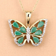 Load image into Gallery viewer, 1.91 Carat Genuine Emerald and White Zircon .925 Sterling Silver Pendant