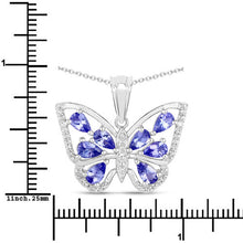 Load image into Gallery viewer, 1.75 Carat Genuine Tanzanite and White Zircon .925 Sterling Silver Pendant
