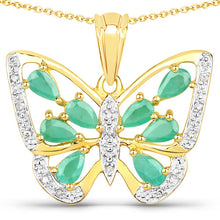 Load image into Gallery viewer, 1.90 Carat Genuine Emerald and White Diamond .925 Sterling Silver Pendant
