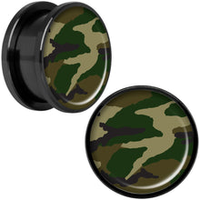 Load image into Gallery viewer, Woodland Camo Print Black Anodized Screw Fit Plug Set 18mm