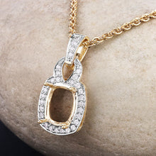 Load image into Gallery viewer, 0.25 Carat Genuine White Diamond 14K Yellow Gold Semi Mount Pendant - holds 9x7mm Cushion Gemstone