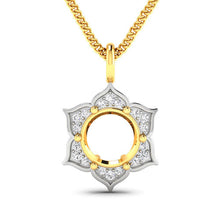 Load image into Gallery viewer, 0.14 Carat Genuine White Diamond 14K Yellow Gold Semi Mount Pendant - holds 8.00mm Round Gemstone