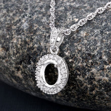 Load image into Gallery viewer, 0.18 Carat Genuine White Diamond 14K White Gold Semi Mount Pendant - holds 8x6mm Oval Gemstone