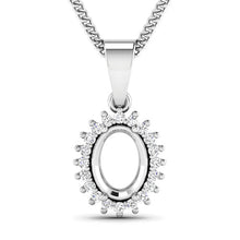 Load image into Gallery viewer, 0.13 Carat Genuine White Diamond 14K White Gold Semi Mount Pendant - holds 8x6mm Oval Gemstone