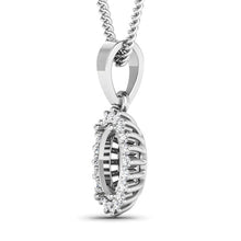 Load image into Gallery viewer, 0.13 Carat Genuine White Diamond 14K White Gold Semi Mount Pendant - holds 8x6mm Oval Gemstone
