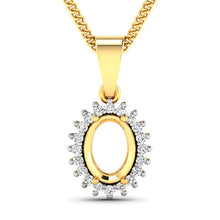Load image into Gallery viewer, 0.13 Carat Genuine White Diamond 14K Yellow Gold Semi Mount Pendant - holds 8x6mm Oval Gemstone