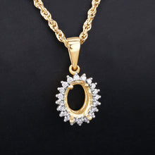 Load image into Gallery viewer, 0.13 Carat Genuine White Diamond 14K Yellow Gold Semi Mount Pendant - holds 8x6mm Oval Gemstone
