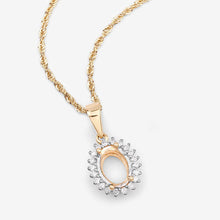 Load image into Gallery viewer, 0.13 Carat Genuine White Diamond 14K Yellow Gold Semi Mount Pendant - holds 8x6mm Oval Gemstone