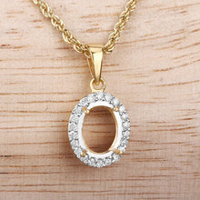 Load image into Gallery viewer, 0.22 Carat Genuine White Diamond 14K Yellow Gold Semi Mount Pendant - holds 9x7mm Oval Gemstone