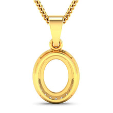 Load image into Gallery viewer, 0.22 Carat Genuine White Diamond 14K Yellow Gold Semi Mount Pendant - holds 9x7mm Oval Gemstone