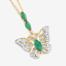 Load image into Gallery viewer, 0.72 Carat Genuine Emerald and White Zircon .925 Sterling Silver Pendant