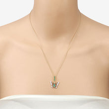 Load image into Gallery viewer, 0.72 Carat Genuine Emerald and White Zircon .925 Sterling Silver Pendant