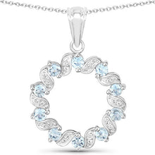 Load image into Gallery viewer, 1.10 Carat Genuine Aquamarine and White Topaz .925 Sterling Silver Pendant