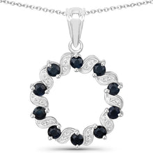 Load image into Gallery viewer, 1.30 Carat Genuine Blue Sapphire and White Topaz .925 Sterling Silver Pendant