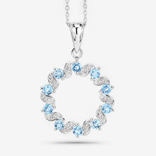 Load image into Gallery viewer, 1.30 Carat Genuine Swiss Blue Topaz and White Topaz .925 Sterling Silver Pendant