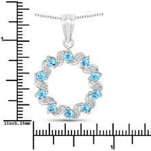 Load image into Gallery viewer, 1.30 Carat Genuine Swiss Blue Topaz and White Topaz .925 Sterling Silver Pendant