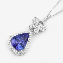 Load image into Gallery viewer, 5.54 Carat Genuine Tanzanite and White Diamond 18K White Gold Pendant