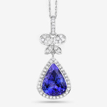 Load image into Gallery viewer, 5.54 Carat Genuine Tanzanite and White Diamond 18K White Gold Pendant