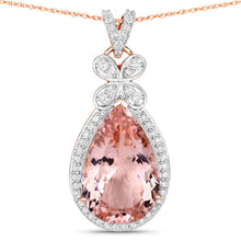 Load image into Gallery viewer, 8.14 Carat Genuine Morganite and White Diamond 14K Rose Gold Pendant
