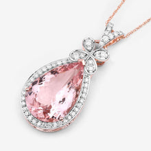 Load image into Gallery viewer, 8.14 Carat Genuine Morganite and White Diamond 14K Rose Gold Pendant