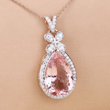 Load image into Gallery viewer, 8.14 Carat Genuine Morganite and White Diamond 14K Rose Gold Pendant