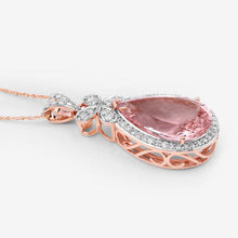 Load image into Gallery viewer, 8.14 Carat Genuine Morganite and White Diamond 14K Rose Gold Pendant