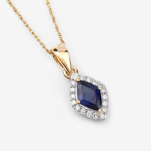 Load image into Gallery viewer, 0.92 Carat Genuine Blue Sapphire and White Diamond 14K Yellow Gold Pendant