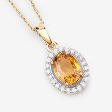 Load image into Gallery viewer, 1.78 Carat Genuine Yellow Sapphire and White Diamond 14K Yellow Gold Pendant