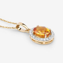 Load image into Gallery viewer, 1.78 Carat Genuine Yellow Sapphire and White Diamond 14K Yellow Gold Pendant
