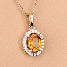 Load image into Gallery viewer, 1.78 Carat Genuine Yellow Sapphire and White Diamond 14K Yellow Gold Pendant