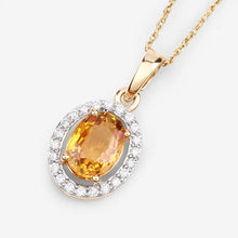 Load image into Gallery viewer, 1.78 Carat Genuine Yellow Sapphire and White Diamond 14K Yellow Gold Pendant