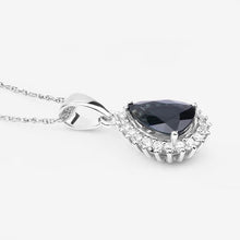 Load image into Gallery viewer, 2.09 Carat Genuine Blue Sapphire and White Diamond 14K White Gold Pendant