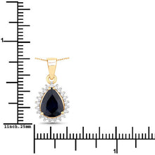 Load image into Gallery viewer, 2.09 Carat Genuine Blue Sapphire and White Diamond 14K Yellow Gold Pendant