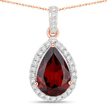 Load image into Gallery viewer, 3.29 Carat Genuine Rhodolite and White Diamond 14K Rose Gold Pendant