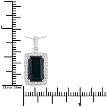 Load image into Gallery viewer, 3.55 Carat Genuine Green Tourmaline and White Diamond 14K White Gold Pendant