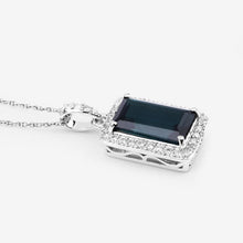 Load image into Gallery viewer, 3.55 Carat Genuine Green Tourmaline and White Diamond 14K White Gold Pendant