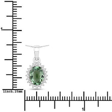 Load image into Gallery viewer, 1.39 Carat Genuine Green Tourmaline and White Diamond 14K White Gold Pendant
