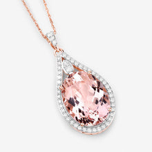 Load image into Gallery viewer, 9.31 Carat Genuine Morganite and White Diamond 14K Rose Gold Pendant
