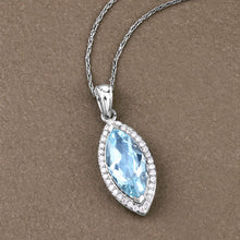 Load image into Gallery viewer, 2.55 Carat Genuine Aquamarine and White Diamond 14K White Gold Pendant