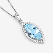 Load image into Gallery viewer, 2.55 Carat Genuine Aquamarine and White Diamond 14K White Gold Pendant
