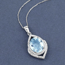 Load image into Gallery viewer, 3.82 Carat Genuine Aquamarine and White Diamond 14K White Gold Pendant