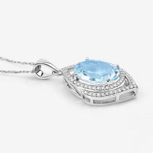 Load image into Gallery viewer, 3.82 Carat Genuine Aquamarine and White Diamond 14K White Gold Pendant