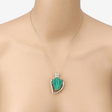 Load image into Gallery viewer, 29.67 Carat Genuine Colombian Emerald and White Diamond 14K Yellow Gold Pendant