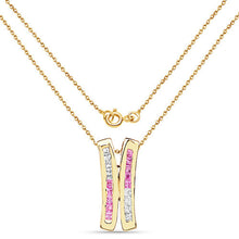 Load image into Gallery viewer, 14K Yellow Gold Plated 1.08 Carat Genuine Pink Sapphire and White Sapphire .925 Sterling Silver Pendant