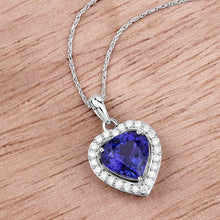 Load image into Gallery viewer, 3.74 Carat Genuine Tanzanite and White Diamond 14K White Gold Pendant