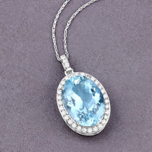 Load image into Gallery viewer, 9.59 Carat Genuine Aquamarine and White Diamond 14K White Gold Pendant