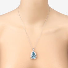 Load image into Gallery viewer, 11.90 Carat Genuine Aquamarine and White Diamond 14K White Gold Pendant